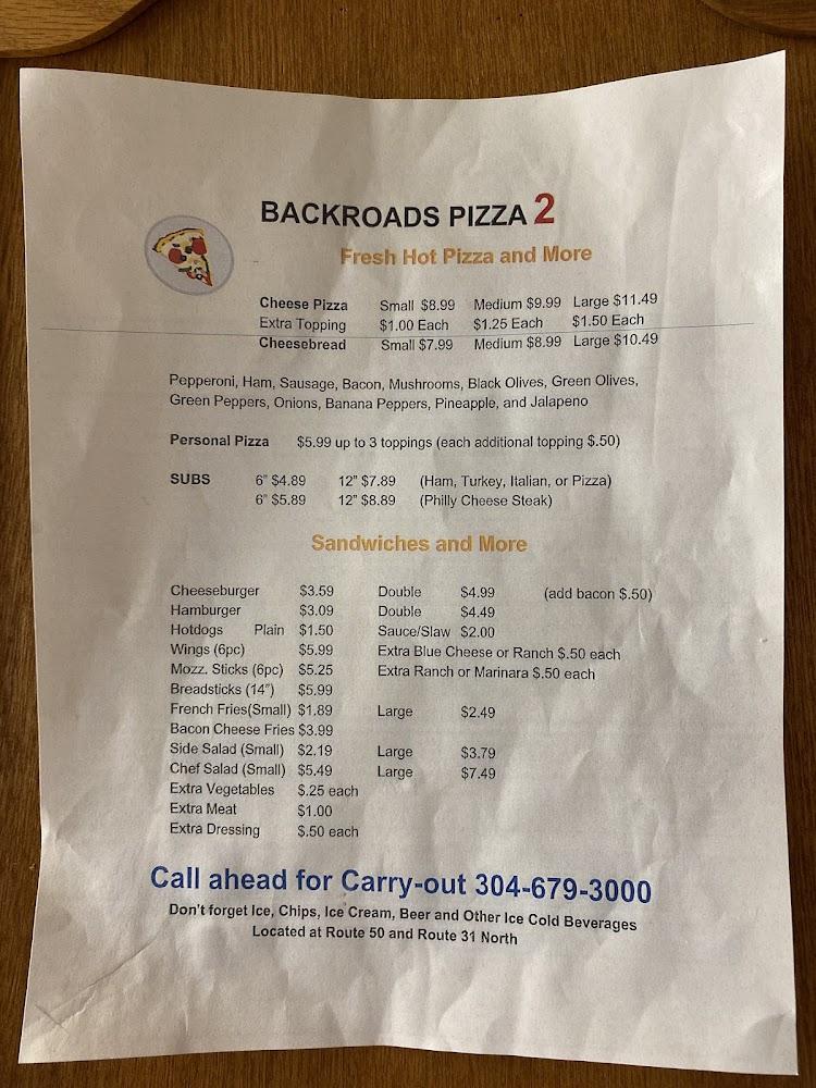Back Roads Pizza 2 Menu image 1